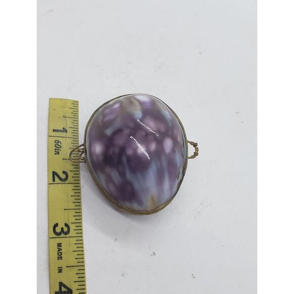 Vintage Handmade Cowrie Sea Shell Hinged Snuff Trinket Ring Stash Box Locket - Picture 9 of 11